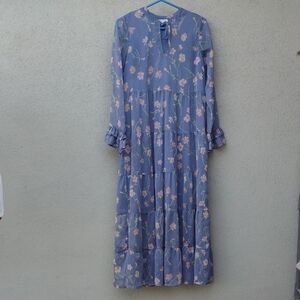 Flawed Patrons of Peace Floral Blue Maxi Dress S